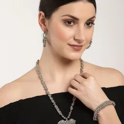 Arrabi Oxidised Silver-Plated Jewellery Set image 1