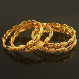 Jewar Mandi Set Of 4 Gold-Plated Stones-Studded Bangles image 1