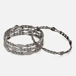 Sangria Set of 4 Silver-plated American Diamond-Studded Bangles-picture-12