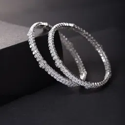 Priyaasi Set Of 2 Silver-Plated White AD-Studded Bangles image 1