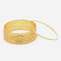 Anouk Set Of 12 Gold-Plated Textured Bangle-picture-27