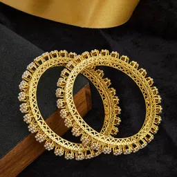 ATIBELLE Set of 2 Gold Plated Stone Studded Bangles-picture-33