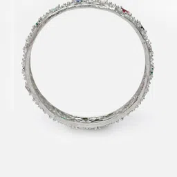 Anouk Set Of 2 Rhodium-Plated American Diamond Studded Flower Shaped Bangles image 5