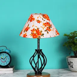 Devansh White & Red Floral Printed Table Lamp-picture-33