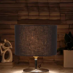 Devansh Black Steel Table Lamp With Cotton Shade image 3