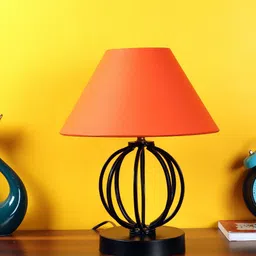 Devansh Orange Cotton Table Lamp With Iron Base image 5
