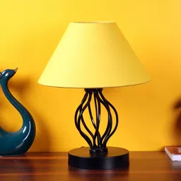Devansh Yellow Cotton Table Lamp With Iron Base image 3