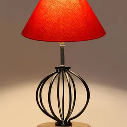 Devansh Orange & Black Solid Traditional Frustum Table Lamp image 2