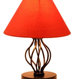Devansh Orange Cotton Table Lamp with Iron Base image 4