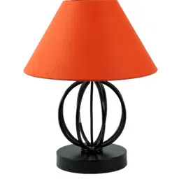 Devansh Orange Cotton Table Lamp With Iron Base image 2