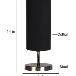 Devansh Black Steel Table Lamp With Cotton Shade image 5