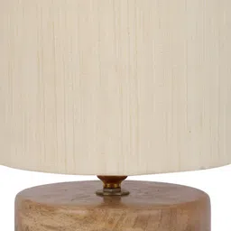 Devansh Off White Wooden Traditional Cylindrical Shaped Table Lamp image 4