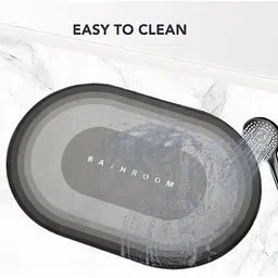 Aura Grey & Black Microfiber 110 GSM  Printed Anti Skid Bath Mat image 5