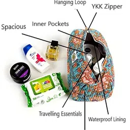 block n style Travel Toiletry Dopp Kit Bag | Women Floral Print Cosmetics Organizer Pouch with Spacious Inner Compartments | Multicolor image 5