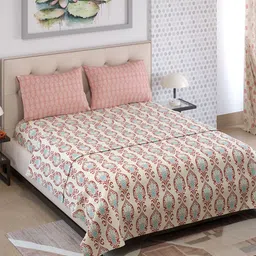 Color Sense Maroon Ethnic Motifs Printed Microfiber Queen Bedsheet Set 2.42 m x 2.21 m-picture-42