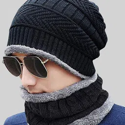 Kastner Unisex Set Of 2 Self Design Woollen Beanie With Muffler-picture-30