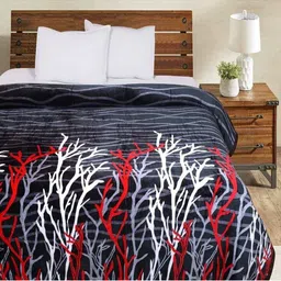 Signature Grey & White Striped Microfiber AC Room 350 GSM Double Bed Blanket image 2