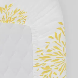 Huesland White & Yellow Floral Fitted Cotton 144 TC King Bedsheet With 2 Pillow Covers image 3