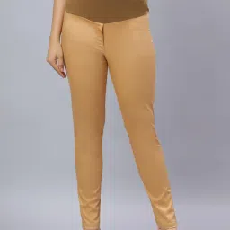 Mamma's Maternity Dark Beige Solid Cotton Spandex Ankle Length Maternity/Pregnancy Pant-picture-36