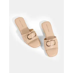 Lemon & Pepper Minimalist Buckle Beige Flats image 4