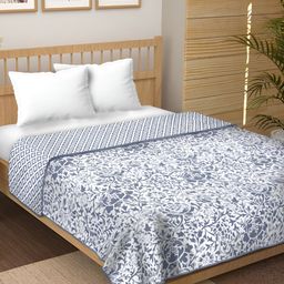 RF RELAXFEEL Grey & White Floral Cotton Heavy Winter 210 GSM Double Bed Dohar-picture-23
