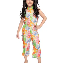 Tiny Baby Girls Floral Printed Shirt Collar Basic Jumpsuit With Belt-picture-26