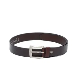 MUTAQINOTI Men Brown Textured Leather Belt image 2