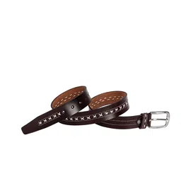 Leather World Men Brown Textured Leather Belt image 5