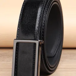 ZORO Men Black Textured PU Belt-picture-0