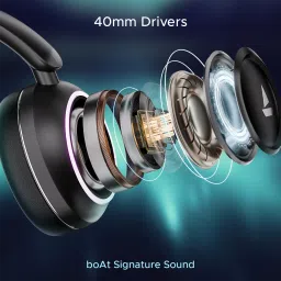 boAt Rockerz 480 Bluetooth Over Ear Headphone with Mic (60 Hours Playtime, Over Ear, Black Sabre) image 5