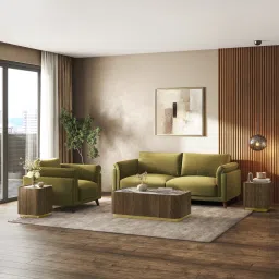 urban ladder Diana 1 Seater Fabric Sofa In Olive Green Colour image 3