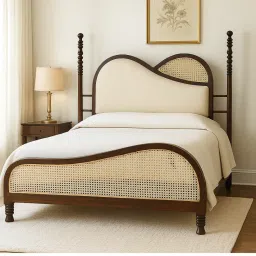 Arch Solid Wood Non Storage Queen Bed in Provincial Teak Finish-image-25