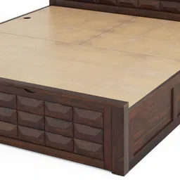 woodenmood Diamond Box and Drawers Storage Queen Bed in Walnut Finish image 8