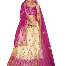 Maroosh Women Embroidered Thread Work Unstitched Lehenga & Blouse With Dupatta-picture-38