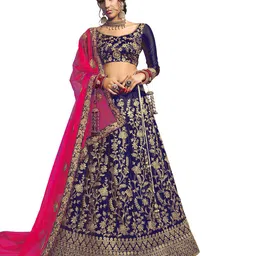 Maroosh Women Embroidered Thread Work Unstitched Lehenga & Blouse With Dupatta-picture-13