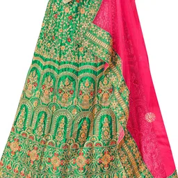 Maroosh Women Embroidered Thread Work Unstitched Lehenga & Blouse With Dupatta image 2