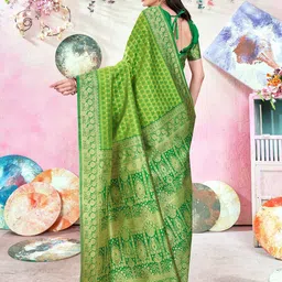 Anouk Geometric Woven Design Zari Detail Banarasi Saree image 2