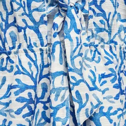 Mango Kids Girls Printed Back Tie Up Flared Sleeve A-Line Dress image 3