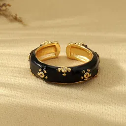 SALTY Stone Studded & Enameled Adjustable Finger Ring image 1