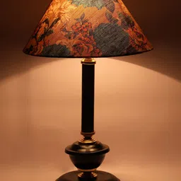 foziq Black & Green Floral Printed Table Lamp image 3