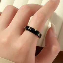 SALTY Stone Studded & Enameled Adjustable Finger Ring image 4