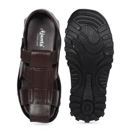 Ajanta Men Square Toe Fisherman Sandals With Velcro Closure image 5