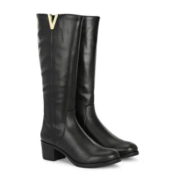 Delize Black Women Knee High Casual Boots-image-5