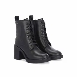 Delize Women Black Synthetic Round Toe High Top Casual Boots-image-86