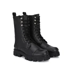 Delize Black Solid Derby Boots image 2