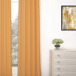Story@Home Faux Silk Solid Solid 300GSM Mustard Room Darkening Blackout Long Door Curtain - Set Of 1-picture-38
