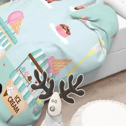 Polka Tots Blue Cartoon Characters AC Room 210 GSM Single Bed Comforter image 1