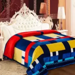 Signature Red & Blue Geometric AC Room 350 GSM Single Bed Blanket-image-10
