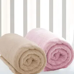 bsb home Beige & Pink 2 Pieces Mild Winter 300 GSM Single Bed Blanket-picture-39