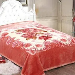 Signature Orange & Beige Floral Heavy Winter Double Bed Blanket-picture-18